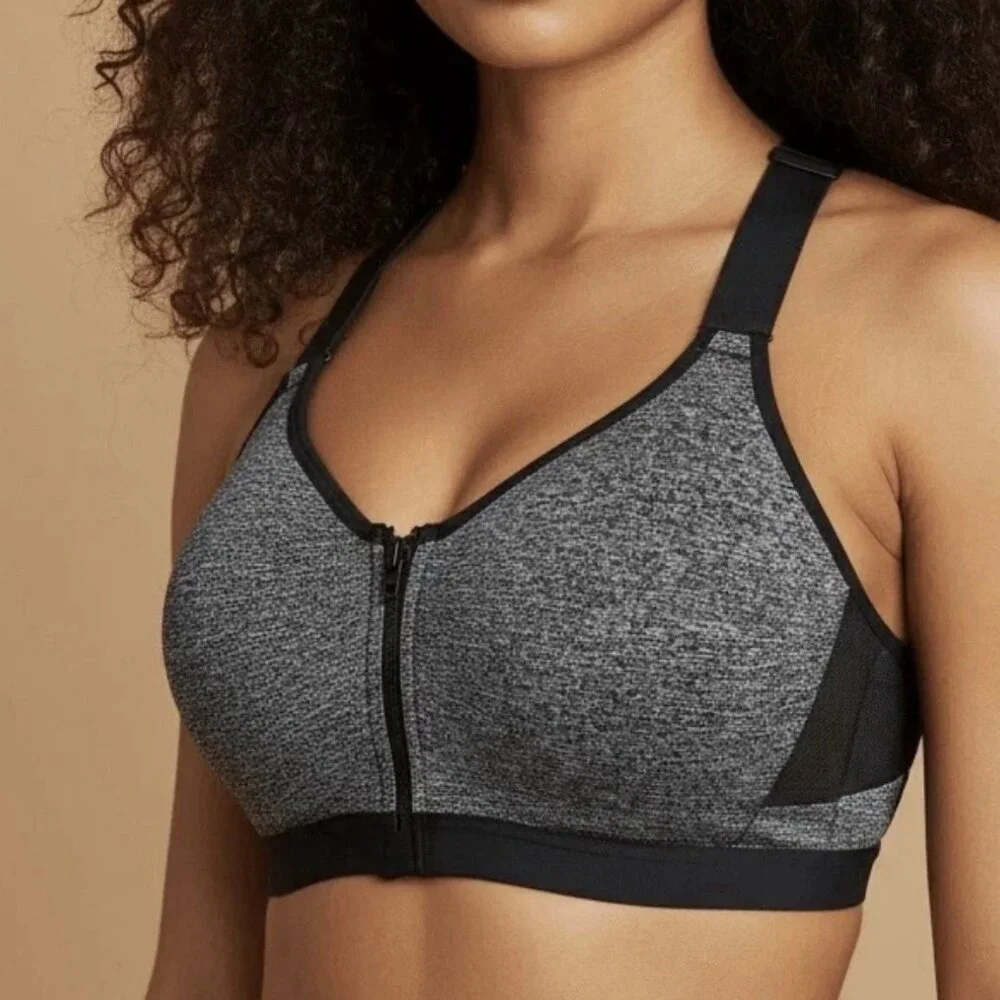Victoria’s Secret VSX Sport Zip Front Sports Bra Gray Heather Size 32D